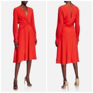 NEW Equipment Twist Front Midi Dress Red-Orange